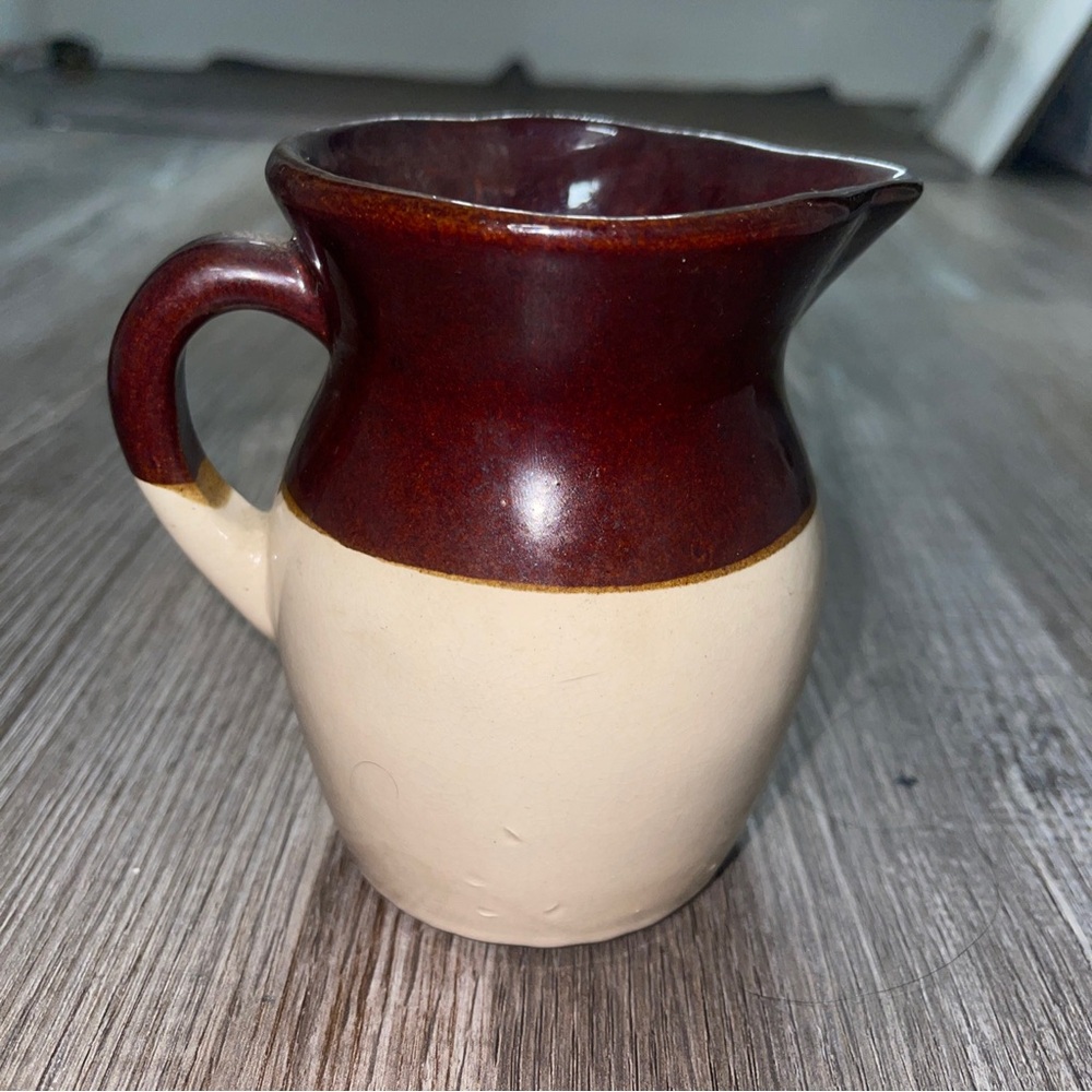 Vintage RRP Co Roseville Art Pottery Two Tone Brown Pitcher Jug